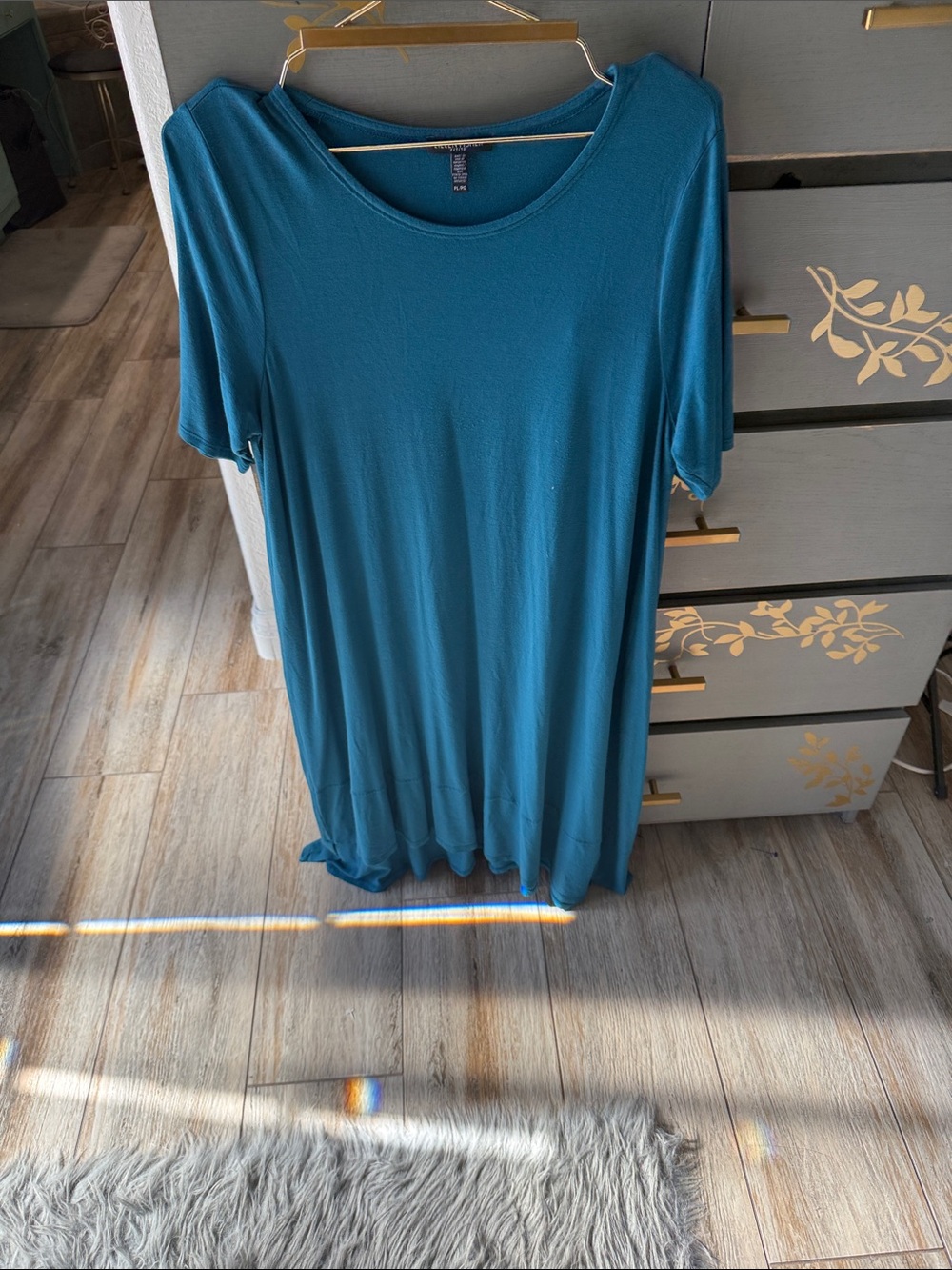 Eileen Fisher Teal Short-Sleeve Scoop Neck Tunic